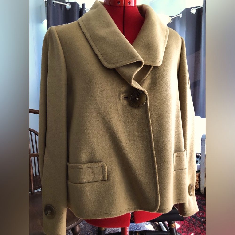 Ellen Tracy Wool blazer. See barely negligible tiny specks on inside lapel.
